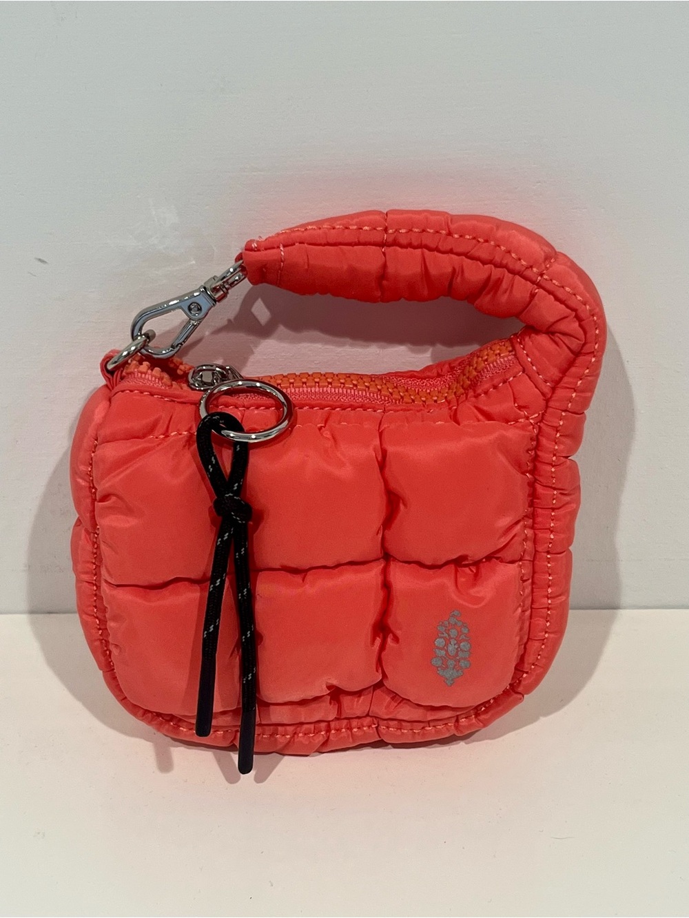 Free People Quilted Micro Pouch in Neon Coral